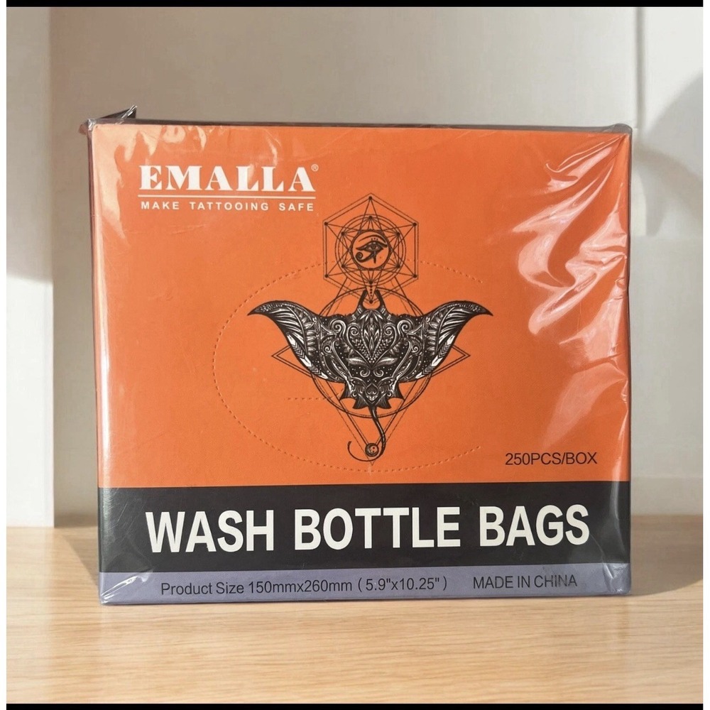 EMALLA Tattoo Wash Bottle Bags Covers Sleeves 250 pcs ~ New Sealed